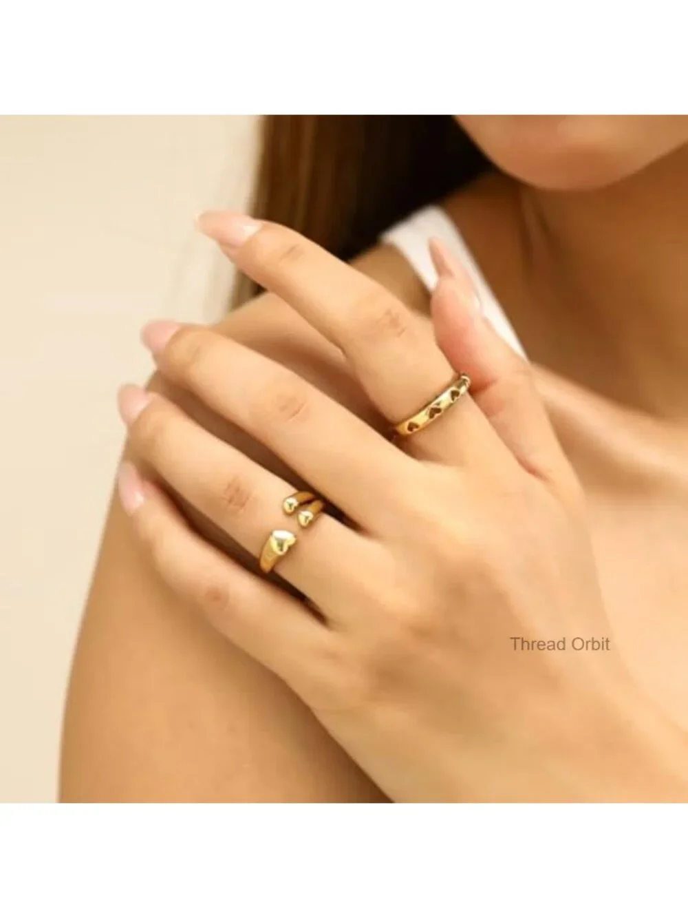 6PCS Dome Chunky Gold Rings Set, 14K Gold Plated Braided Twisted Stackable